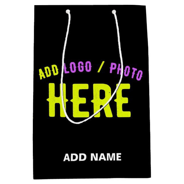 BOLSA DE REGALO MEDIANA MODERNO ESTILIZADO PERSONALIZABLE NEGRO MARCADO VE (Anverso)