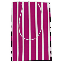 Bolsa De Regalo Mediana Moderno Magenta Black Black Bold Stripes
