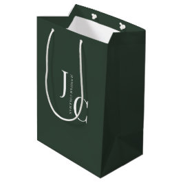 Bolsa De Regalo Mediana Moderno Minimalista Profesional Monograma Verde Os
