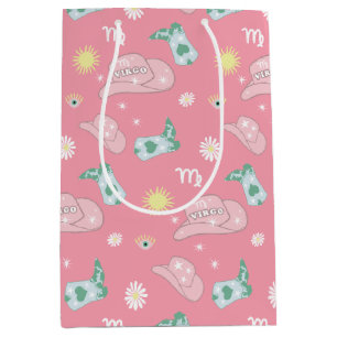 Bolsa De Regalo Mediana Moderno Patrón Zodiaco Virgo Virgo Pink