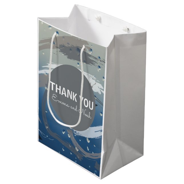 Bolsa De Regalo Mediana Moderno Pincel negro, blanco y gris Gracias (Angulo Anverso)