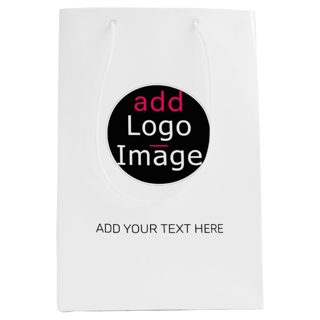 Bolsa De Regalo Mediana Moderno Profesional Personalizable Negocio Blanco (Anverso)