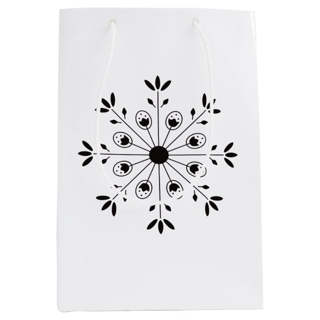 Bolsa De Regalo Mediana Moderno y elegante Navidad de copos de nieve feste (Anverso)