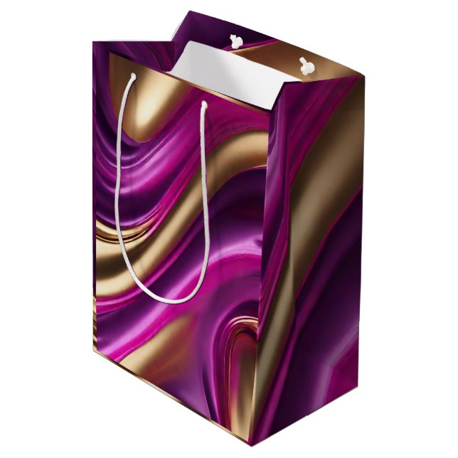 Bolsa De Regalo Mediana Moderno y Moda-Rosa y Oro Púrpura- (Angulo reverso)