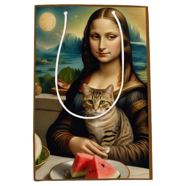 Bolsa De Regalo Mediana Mona Lisa &her cat  -  Summer vibes \ (Anverso)