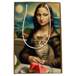 Bolsa De Regalo Mediana Mona Lisa & su gato  -  Vibraciones de verano \