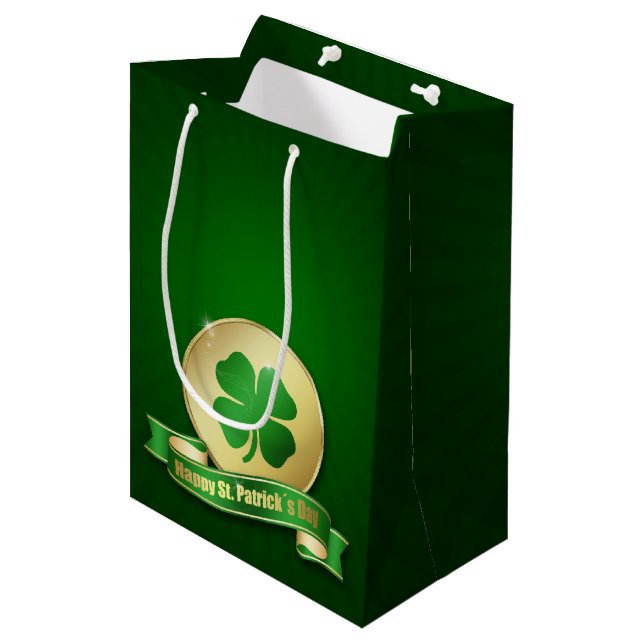 Bolsa De Regalo Mediana Moneda de San Patricio Shamrock (Angulo Anverso)