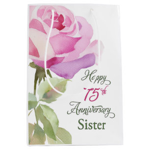 Bolsa De Regalo Mediana Monja Aniversario 75 Hermana Jubileo Rosa Rosa