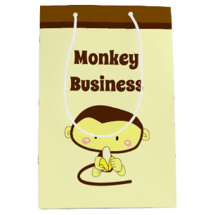 Bolsa De Regalo Mediana Monkey Business Funny Personalizado Monkey Design