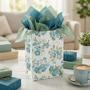 Bolsa De Regalo Mediana Mono acuarela floral verde oliva turquesa lindo