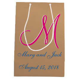 Bolsa De Regalo Mediana Monograma 3d de luz de bronce