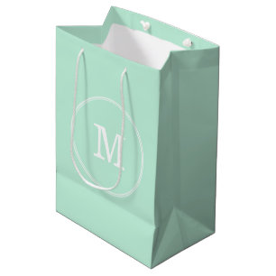 Bolsa De Regalo Mediana Monograma blanco elegante moderno de plantilla ver