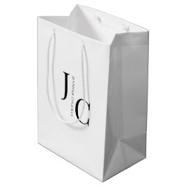 Bolsa De Regalo Mediana Monograma Blanco Profesional Minimalista Moderna