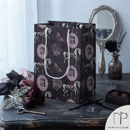Bolsa De Regalo Mediana Monograma Caballo Gótico Púrpura Oscuro
