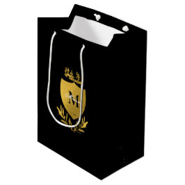 Bolsa De Regalo Mediana Monograma de Escudo Real Negro y Oro