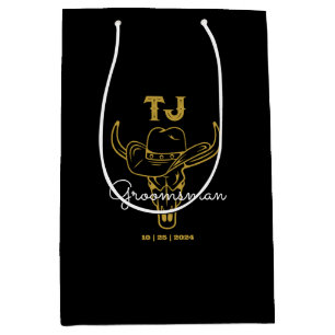 Bolsa De Regalo Mediana Monograma de Groomsmen personalizado del país
