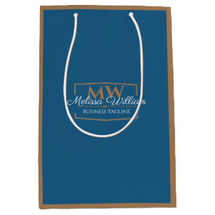 Bolsa De Regalo Mediana Monograma de oro azul