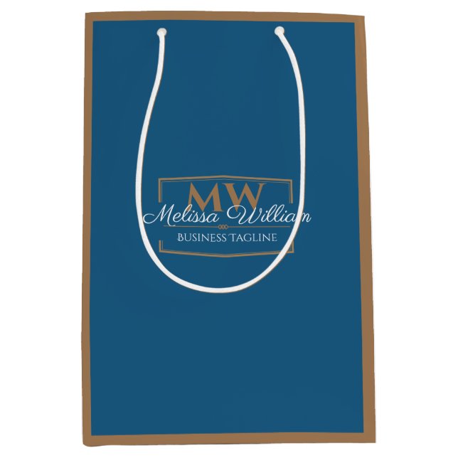 Bolsa De Regalo Mediana Monograma de oro azul (Anverso)