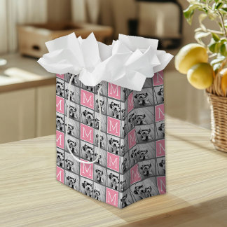 Bolsa De Regalo Mediana Monograma del Personalizado de Collage de fotos de