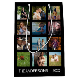 Bolsa De Regalo Mediana Monograma familia personalizado 🖼️ Collage de fot