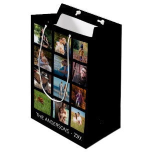 Bolsa De Regalo Mediana Monograma familia personalizado 🖼️ Collage de fot
