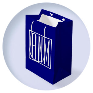 Bolsa De Regalo Mediana Monograma inicial Azul marino y blanco