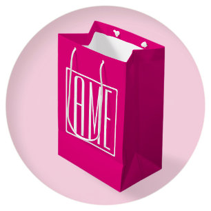 Bolsa De Regalo Mediana Monograma inicial Blanco Sobre Rosa Caliente