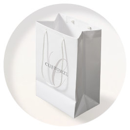 Bolsa De Regalo Mediana Monograma moderno elegante | Gris y blanco (editab