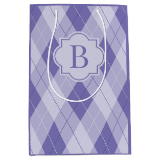 Bolsa De Regalo Mediana Monograma Morado Lilac Argyle