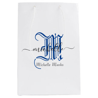 Bolsa De Regalo Mediana monograma nombre comercial personalizado inicial a