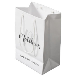 Bolsa De Regalo Mediana Monograma personalizado de guión moderno y nombre
