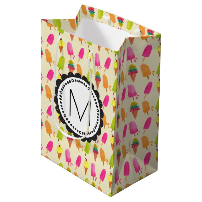 Bolsa De Regalo Mediana Monograma personalizado del helado de pipetas (Angulo Anverso)