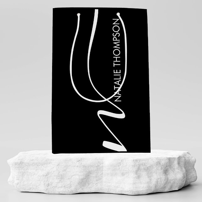 Bolsa De Regalo Mediana Monograma personalizado personalizado con el nombr (Subido por el creador)