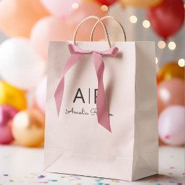 Bolsa De Regalo Mediana Monograma rosa personalizado