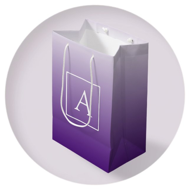 Bolsa De Regalo Mediana Monograma simple | Bonito Morado Gradiente Ombre (Subido por el creador)