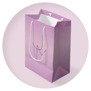 Bolsa De Regalo Mediana Monograma único superpuesto   Lavanda suave rosa
