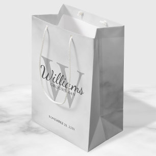 Bolsa De Regalo Mediana Monograma y nombre de Groomsmen con guión personal