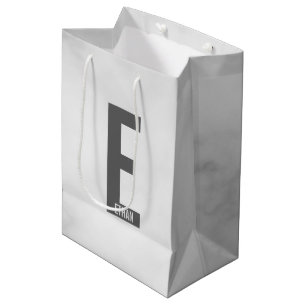 Bolsa De Regalo Mediana Monograma y nombre negrita personalizado moderno