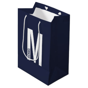 Bolsa De Regalo Mediana Monograma y nombre negrita personalizado moderno