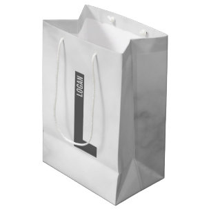 Bolsa De Regalo Mediana Monograma y nombre negrita personalizado moderno