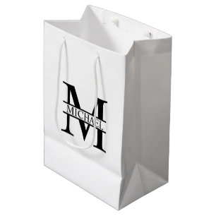 Bolsa De Regalo Mediana Monograma y nombre personalizados