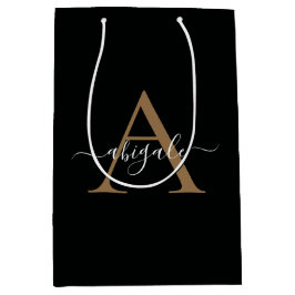 Bolsa De Regalo Mediana Monogramado Gold Jade Black | Elegante mínimo