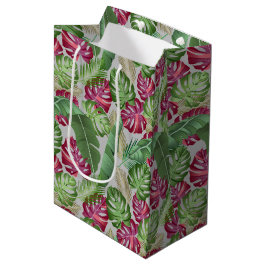 Bolsa De Regalo Mediana Monstera tropical y hojas de palma