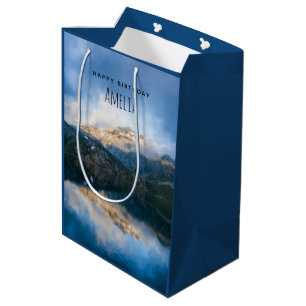 Bolsa De Regalo Mediana Montañas y lago de la naturaleza Foto cumpleaños