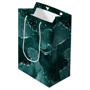 Bolsa De Regalo Mediana Moody Agate   Tono de joyas rico en malaquita verd