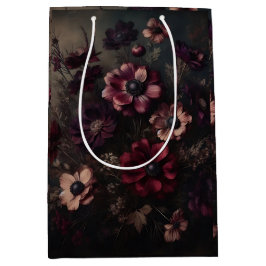 Bolsa De Regalo Mediana Moody Anemone Blooms Arte Botánico Floral Vintage