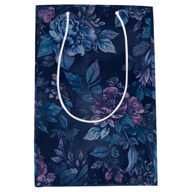 Bolsa De Regalo Mediana Moody Midnight Floral Wine Carrier (Anverso)