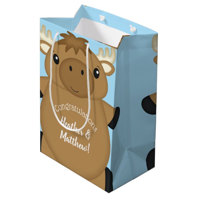 Bolsa De Regalo Mediana Moose Baby Shower Blue Boy (Angulo reverso)