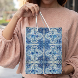 Bolsa De Regalo Mediana Mosaico antiguo en azul delft