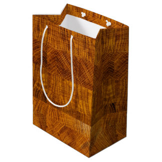 Bolsa De Regalo Mediana Mosaico de corte de madera marrón dorada